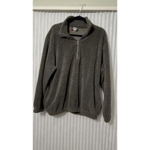 90s Hartwell Viasport Pullover Gray Fleece 1/4 Zip Sweatshirt Size L Made In USA